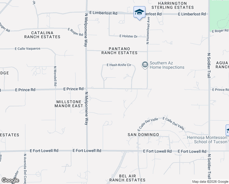 map of restaurants, bars, coffee shops, grocery stores, and more near 11280 East Prince Road in Tucson