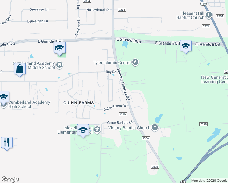 map of restaurants, bars, coffee shops, grocery stores, and more near 14228 Farm to Market Road 2964 in Whitehouse
