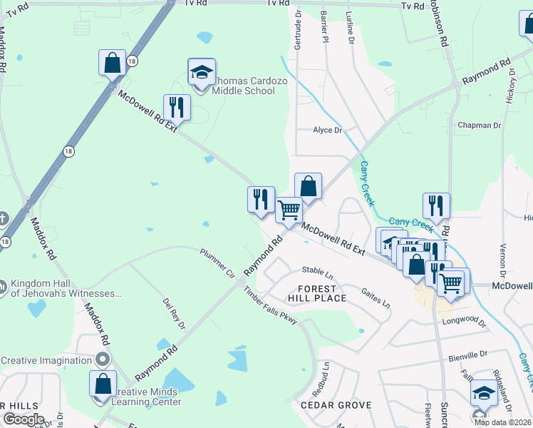 map of restaurants, bars, coffee shops, grocery stores, and more near 2106 Raymond Road in Jackson