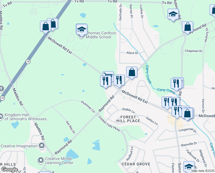map of restaurants, bars, coffee shops, grocery stores, and more near 2106 Raymond Road in Jackson