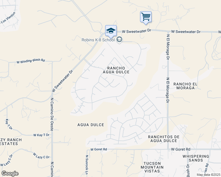 map of restaurants, bars, coffee shops, grocery stores, and more near 4181 West Winter Wash Drive in Tucson