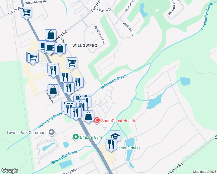 map of restaurants, bars, coffee shops, grocery stores, and more near 1023 Wadley Circle in Rincon