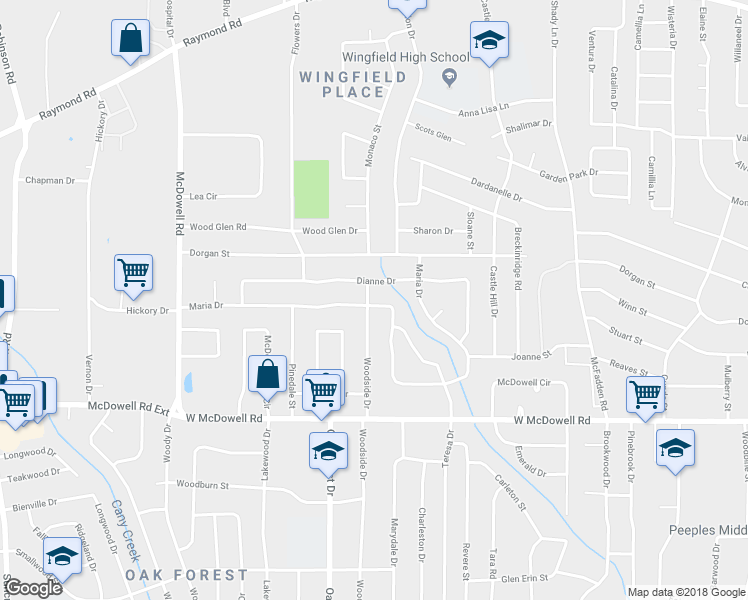 map of restaurants, bars, coffee shops, grocery stores, and more near 1444 Maria Drive in Jackson