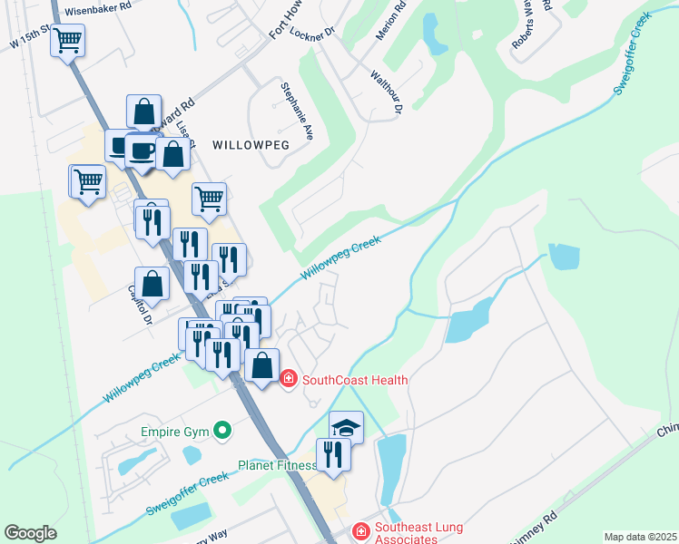 map of restaurants, bars, coffee shops, grocery stores, and more near 1023 Wadley Circle in Rincon