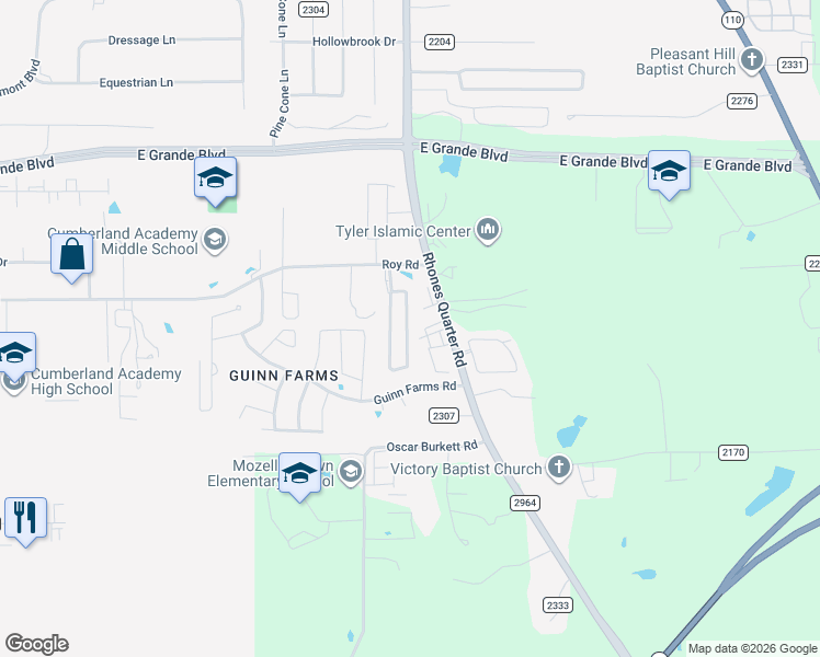 map of restaurants, bars, coffee shops, grocery stores, and more near 14228 Farm to Market Road 2964 in Whitehouse
