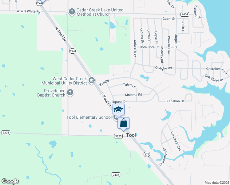 map of restaurants, bars, coffee shops, grocery stores, and more near 413 Maloma Road Samoa Trail in Kemp