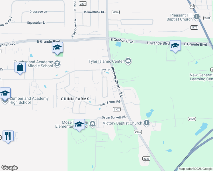 map of restaurants, bars, coffee shops, grocery stores, and more near 14228 Farm to Market Road 2964 in Whitehouse