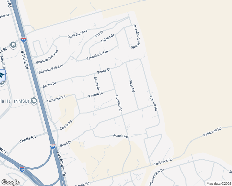 map of restaurants, bars, coffee shops, grocery stores, and more near 4908 Ocotillo Road in Las Cruces