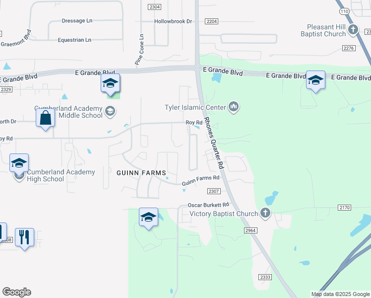 map of restaurants, bars, coffee shops, grocery stores, and more near 14228 Farm to Market Road 2964 in Whitehouse