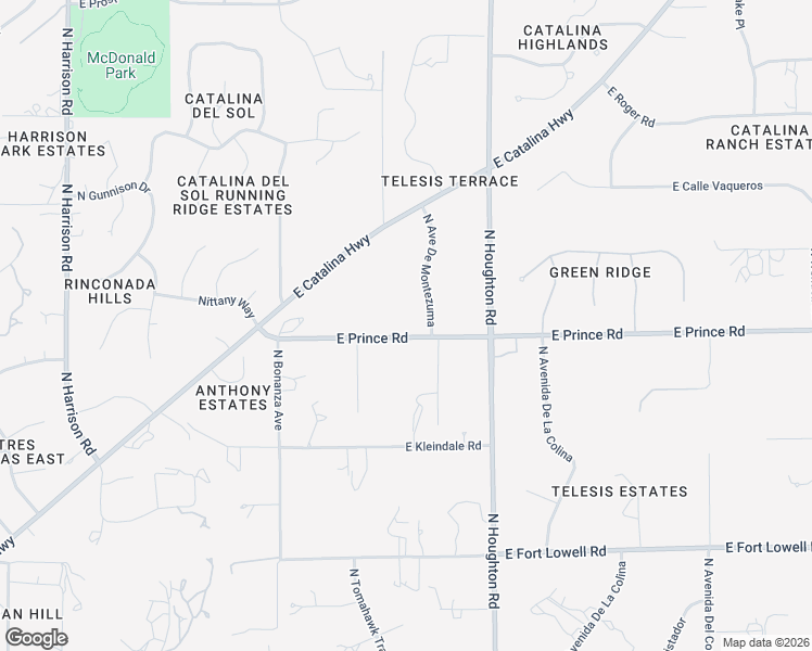 map of restaurants, bars, coffee shops, grocery stores, and more near 10060-10066 E Prince Rd in Tucson