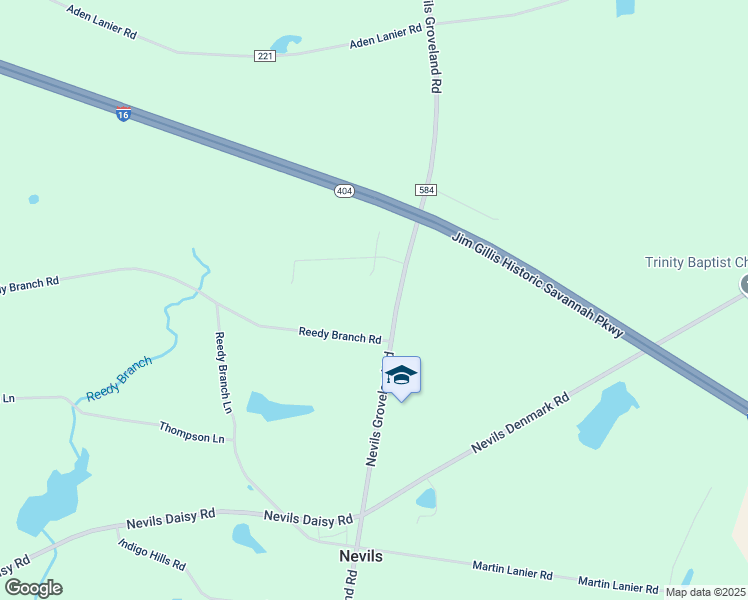map of restaurants, bars, coffee shops, grocery stores, and more near 8632 Nevils Groveland Road in Statesboro