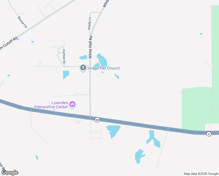 map of restaurants, bars, coffee shops, grocery stores, and more near 208 White Hall Road in Hayneville