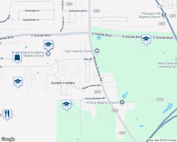 map of restaurants, bars, coffee shops, grocery stores, and more near 14228 Farm to Market Road 2964 in Whitehouse