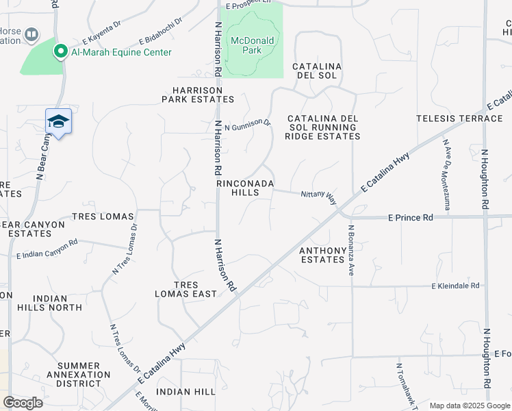 map of restaurants, bars, coffee shops, grocery stores, and more near 9665 East Wasatch Place in Tucson