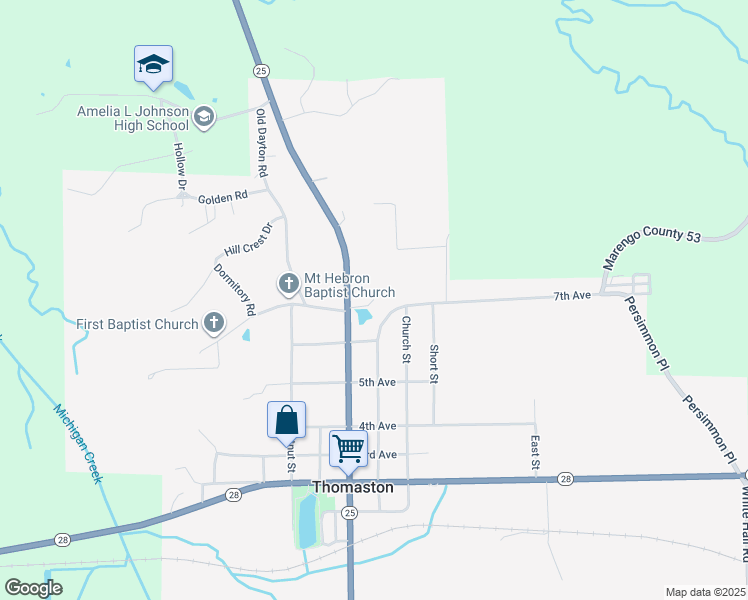 map of restaurants, bars, coffee shops, grocery stores, and more near 1120 7th Avenue in Thomaston