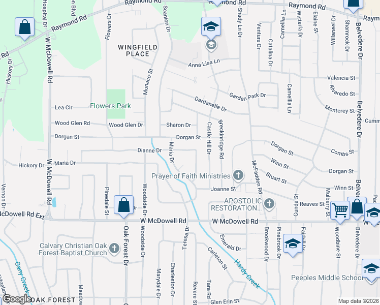 map of restaurants, bars, coffee shops, grocery stores, and more near 1370 Dianne Drive in Jackson