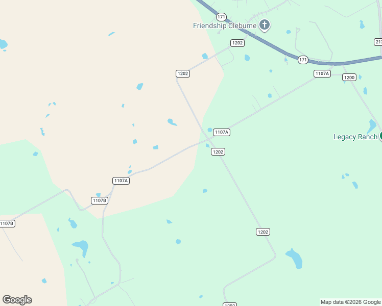 map of restaurants, bars, coffee shops, grocery stores, and more near 2648 County Road 1107A in Cleburne