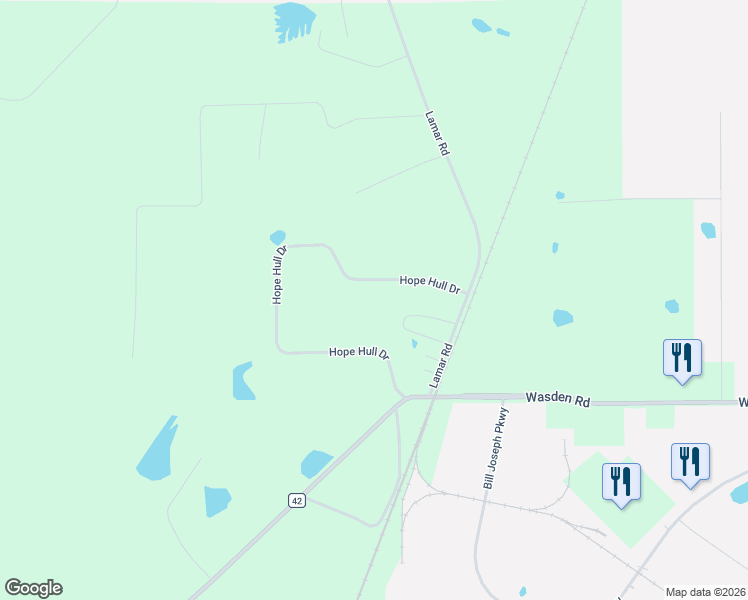 map of restaurants, bars, coffee shops, grocery stores, and more near 680 Hope Hull Drive in Hope Hull