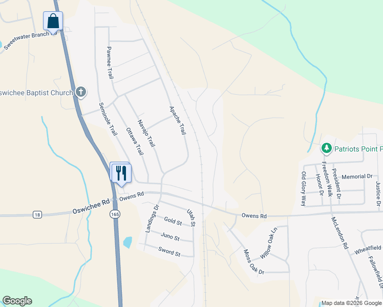 map of restaurants, bars, coffee shops, grocery stores, and more near 20 Apache Trail in Fort Mitchell