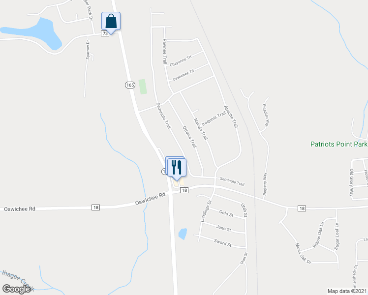 map of restaurants, bars, coffee shops, grocery stores, and more near 50 Seminole Trail in Fort Mitchell