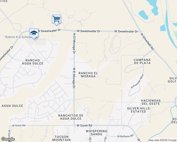 map of restaurants, bars, coffee shops, grocery stores, and more near 3724 North El Moraga Drive in Tucson