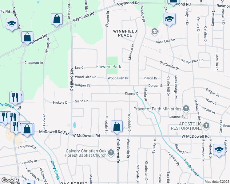 map of restaurants, bars, coffee shops, grocery stores, and more near 1548 Dianne Drive in Jackson