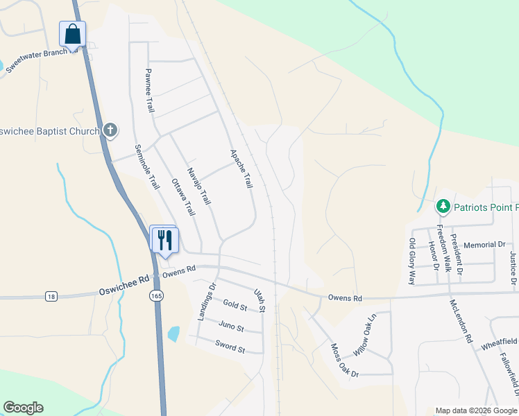 map of restaurants, bars, coffee shops, grocery stores, and more near 20 Apache Trail in Fort Mitchell