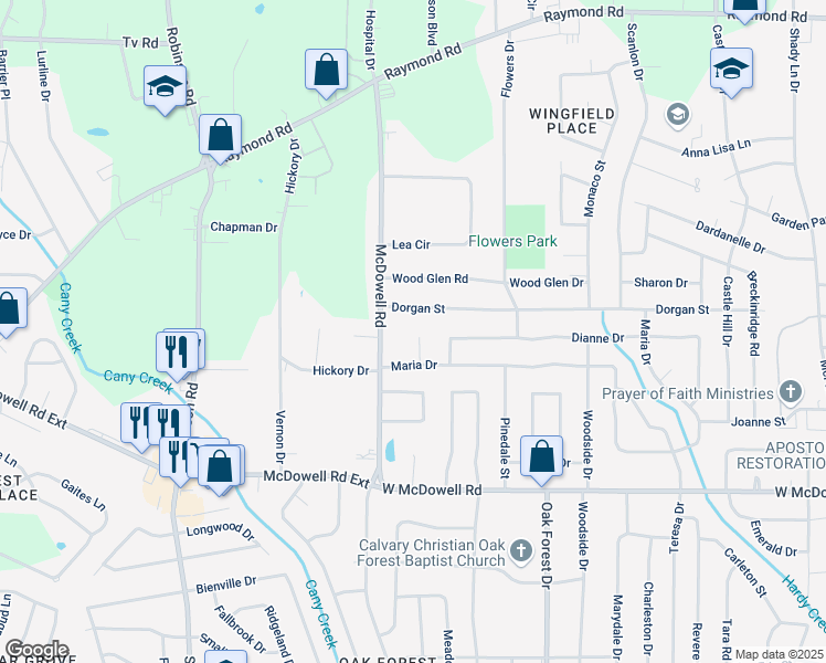 map of restaurants, bars, coffee shops, grocery stores, and more near 2645 Maria Terrace in Jackson