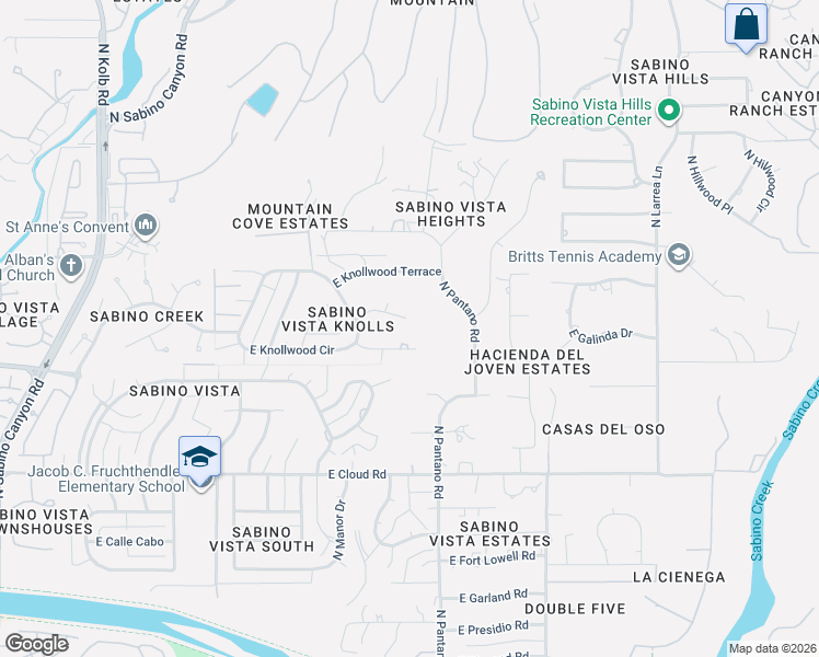 map of restaurants, bars, coffee shops, grocery stores, and more near 7856 East Highview Place in Tucson