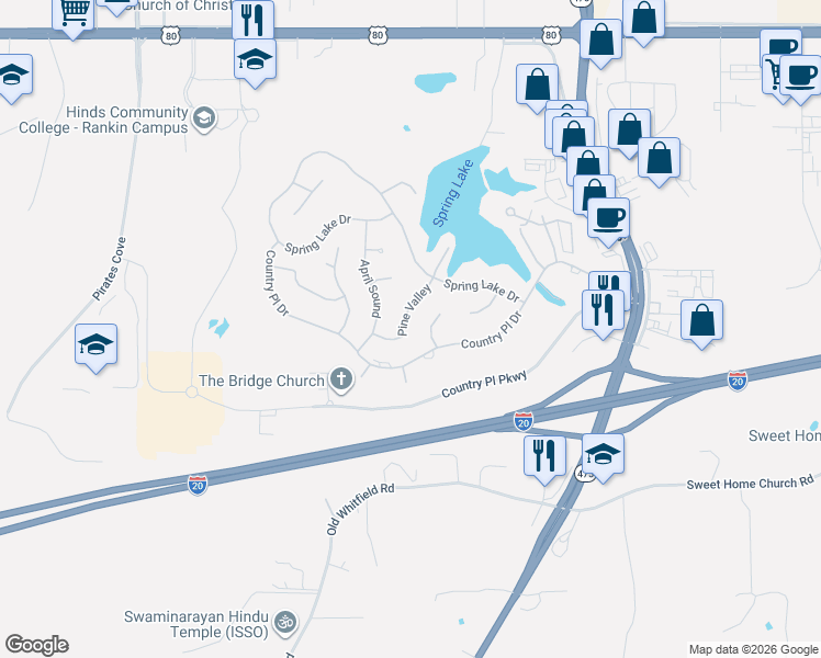 map of restaurants, bars, coffee shops, grocery stores, and more near 736 Pine Valley in Pearl