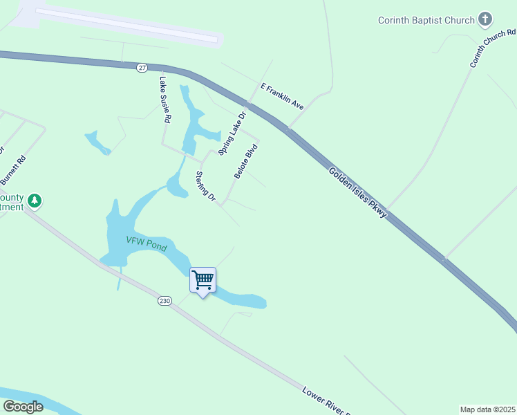 map of restaurants, bars, coffee shops, grocery stores, and more near 23 Waterford Way in Hawkinsville