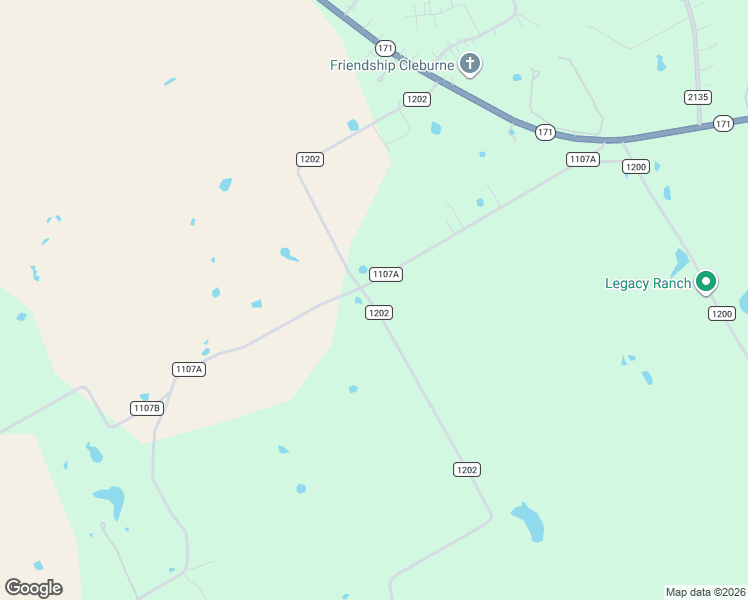 map of restaurants, bars, coffee shops, grocery stores, and more near 5401 County Road 1202 in Cleburne