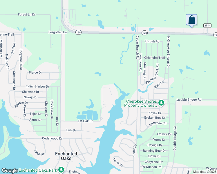 map of restaurants, bars, coffee shops, grocery stores, and more near 162 1st Oak Drive in Enchanted Oaks