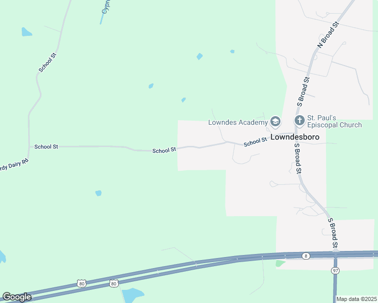 map of restaurants, bars, coffee shops, grocery stores, and more near 44-129 School Street in Lowndesboro
