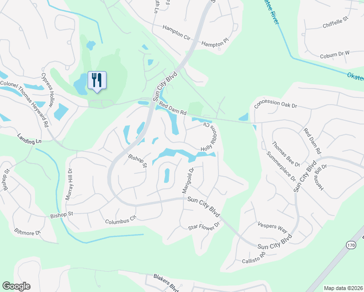 map of restaurants, bars, coffee shops, grocery stores, and more near 69 Holly Ribbons Cir in Bluffton