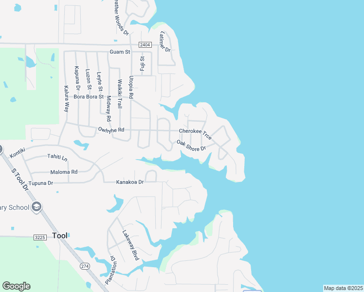 map of restaurants, bars, coffee shops, grocery stores, and more near 1609 Oak Shore Drive in Tool