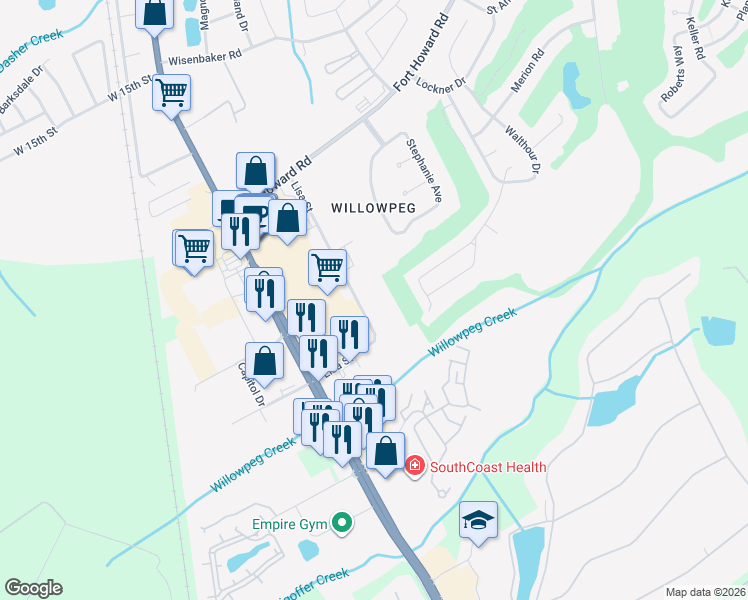 map of restaurants, bars, coffee shops, grocery stores, and more near 501 Lisa Street in Rincon
