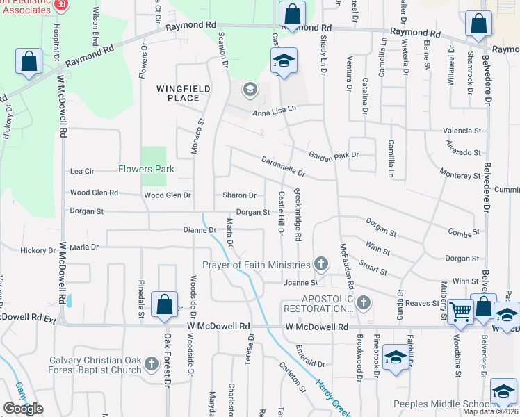 map of restaurants, bars, coffee shops, grocery stores, and more near 1370 Dianne Drive in Jackson