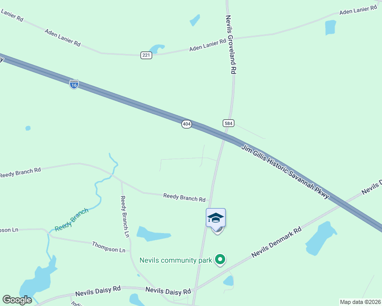 map of restaurants, bars, coffee shops, grocery stores, and more near 108 Hinterland Trail in Statesboro
