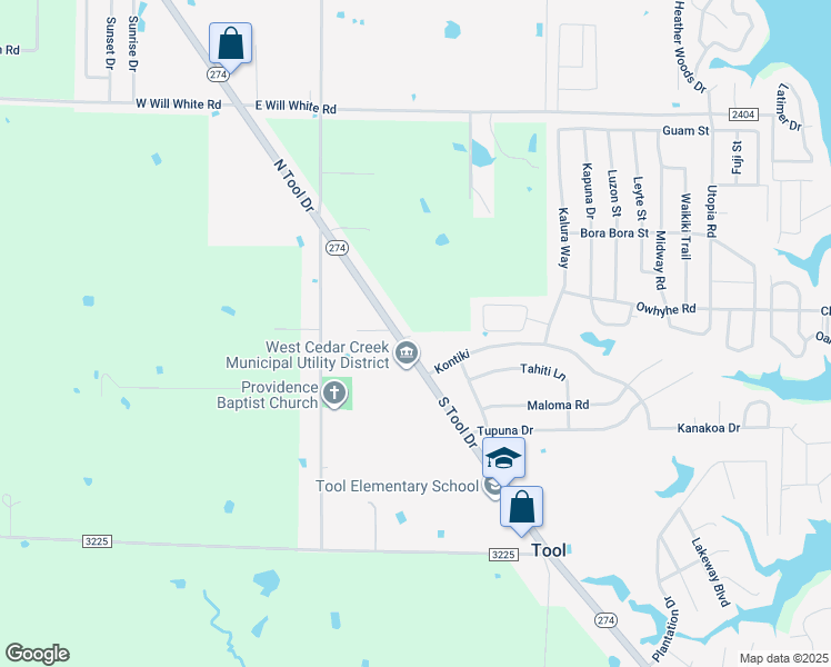 map of restaurants, bars, coffee shops, grocery stores, and more near 900 South Tool Drive in Tool