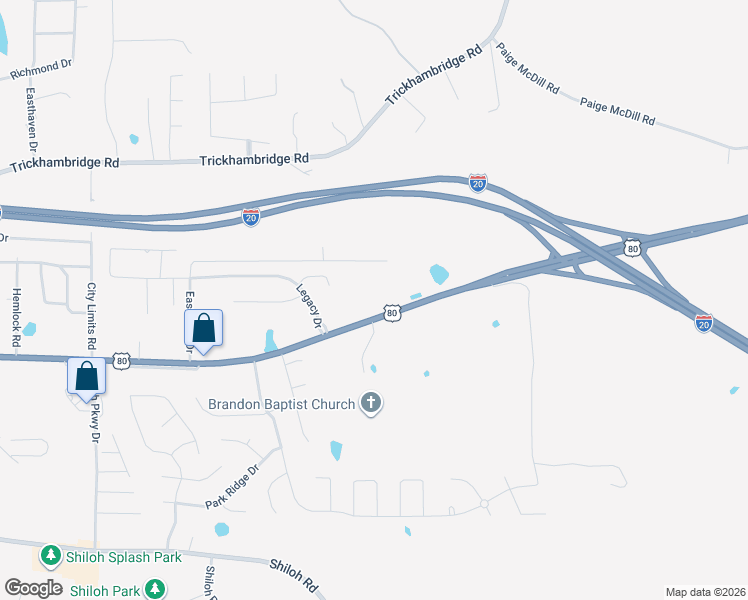 map of restaurants, bars, coffee shops, grocery stores, and more near 2701 U.S. 80 in Brandon