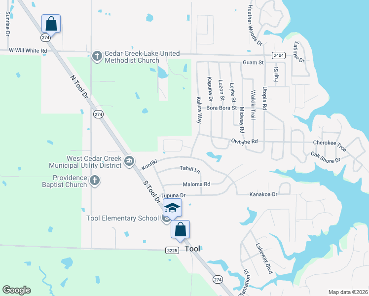 map of restaurants, bars, coffee shops, grocery stores, and more near 719 Oahu Loop in Tool