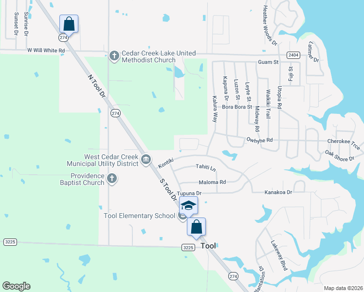 map of restaurants, bars, coffee shops, grocery stores, and more near 736 Oahu Loop in Tool