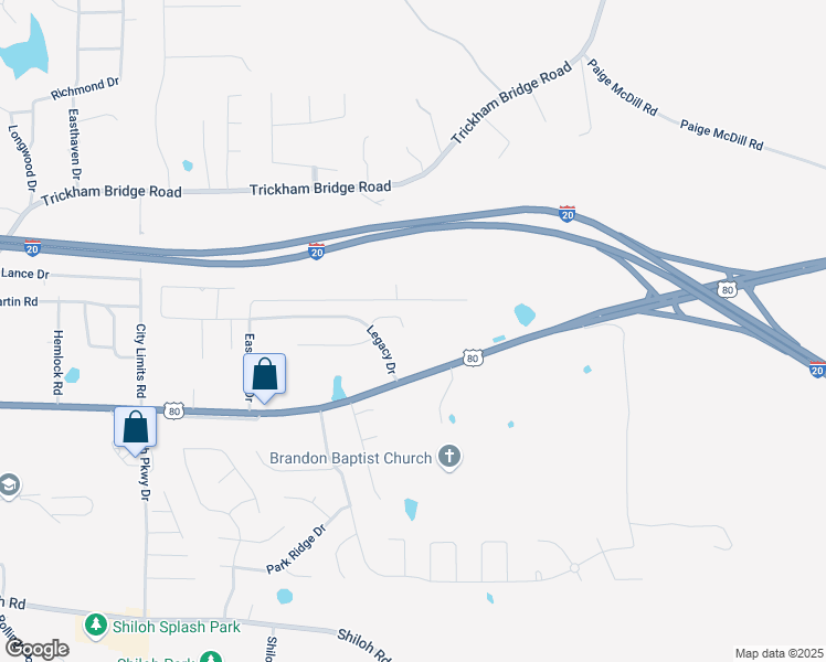 map of restaurants, bars, coffee shops, grocery stores, and more near 1807 Legacy Circle in Brandon