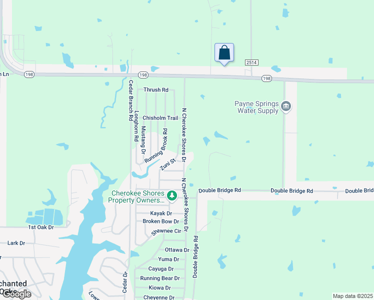 map of restaurants, bars, coffee shops, grocery stores, and more near 340 North Cherokee Shores Drive in Mabank