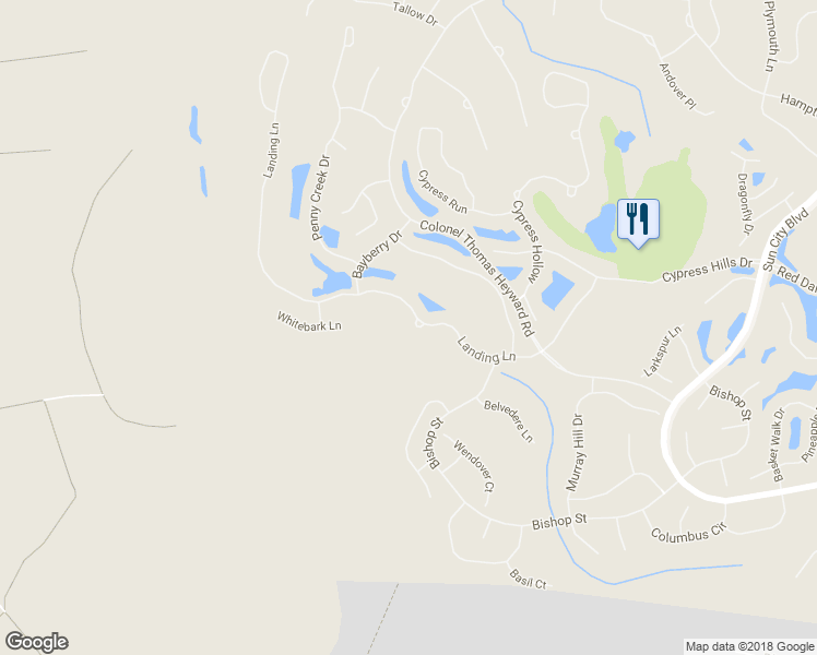 map of restaurants, bars, coffee shops, grocery stores, and more near 115 Landing Ln in Bluffton