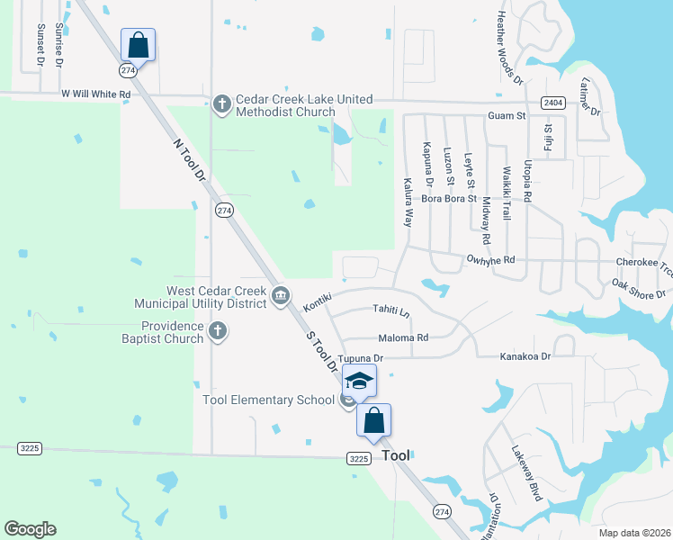 map of restaurants, bars, coffee shops, grocery stores, and more near 736 Oahu Loop in Tool