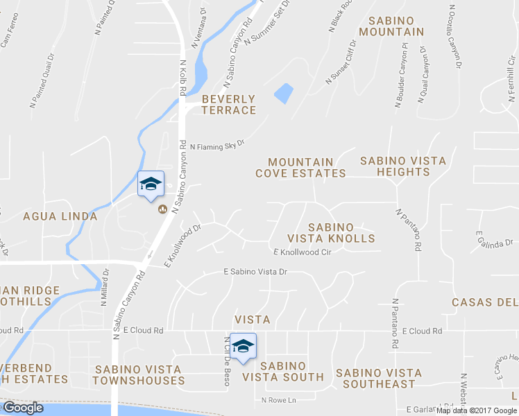 map of restaurants, bars, coffee shops, grocery stores, and more near 7522 East Knollwood Place in Tucson