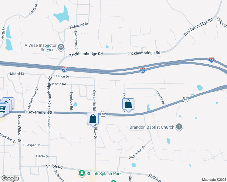 map of restaurants, bars, coffee shops, grocery stores, and more near 109 West Legacy Drive in Brandon