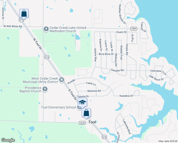 map of restaurants, bars, coffee shops, grocery stores, and more near 719 Oahu Loop in Tool